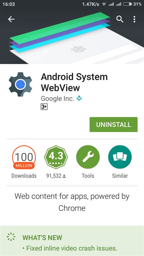 Android system webview etkinleşmiyor